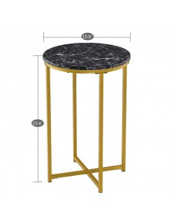[40 x 40 x 60]cm Marble Simple Round Edge Table Black