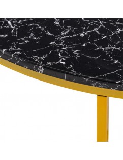 [90 x 90 x 48.5]cm Marble Simple 90 Round Coffee Table Black