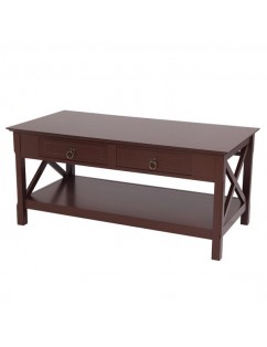 FCH Simple Two-Pull Solid Wood Coffee Table With Two Sides Crossed-Brown