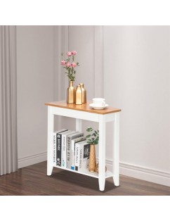 [(20.3-40) x 60 x 61cm] Simple and Irregular Sofa Table Light Walnut Color   White