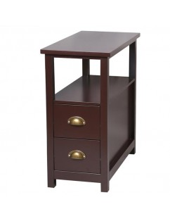 Double-tier Coffee Side Table with Two Drawers Coffee