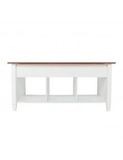 [US-W]Lift Top Coffee Table Modern Furniture Hidden Compartment and Lift Tabletop Brown White