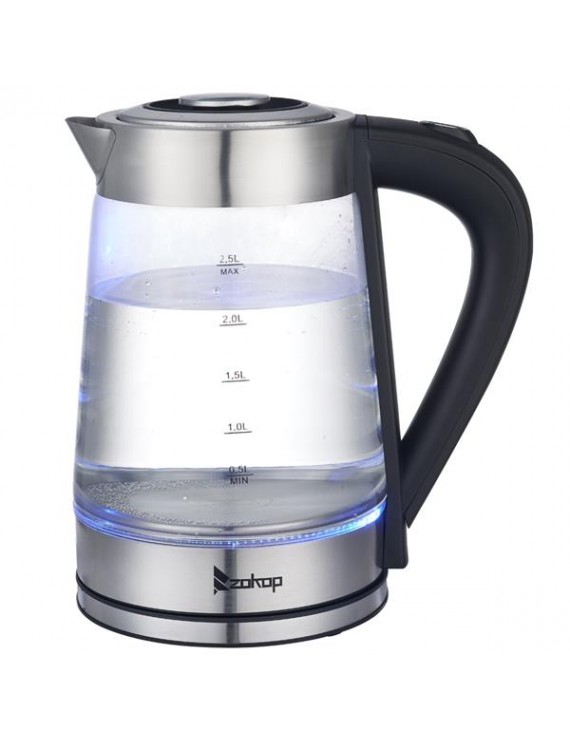 ZOKOP HD-250 110V 1500W 2.5L Electric Kettle with Blue Glass