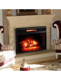 ZOKOP SF122-26AI 26 inch 1500w Embedded Fireplace Inclined Wall Tile / Fake Wood / Single Color / Quartz Tube / with Large Remote Control / Black