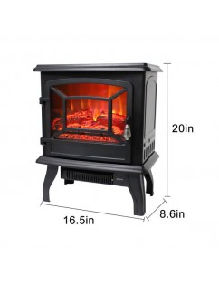 ZOKOP SF57B-17A00 17 inch 1400w Freestanding Fireplace Fake Wood/Single Color/Heating Wire/A Rocker Flame Switch Button/a Rocker Heating Switch Button/a Temperature Control Knob with NTC/Black