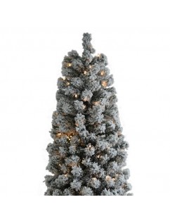 7.5ft Pencil Flocking Tied Light Christmas Tree