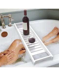 Luxury Slim Bridge Bath Tray Bathtub Storage Rack Shelf Organizer Bathroom Accessories White