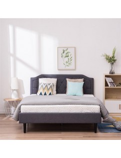 Upholstered Bed with Diamond Buckle Decoration, Linen Dark Gray Full