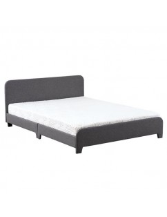 Soft Bed with Curved Corners and No Decoration at the End of Bed Linen Dark Gray Queen