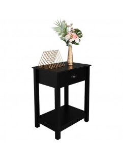 FCH 1-Drawer Nightstand End Table Black