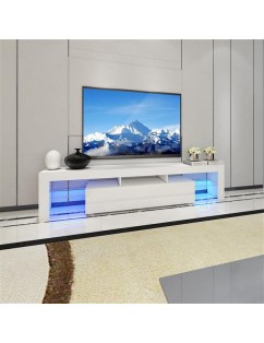 Large 200CM LED TV Stand Cabinet Unit Modern High Gloss Door LED Light White