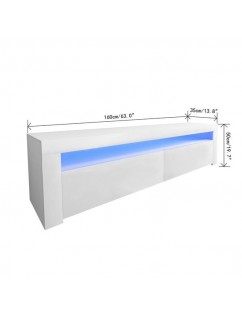 White Modern TV Stand Matt Cabinet Unit 160CM Width High Gloss Door LED Light