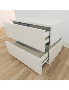 RGB LED Double Side Cabinet Bedside Table White