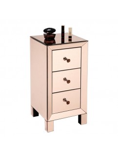 Modern and Contemporary Mirrored 3-Drawers Nightstand Bedside Table Rose
