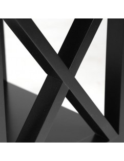 Black Spray Paint Cross Type Single Suction Double Layer Nightstand [40x30x55cm]