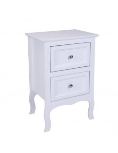 Country Style Two-Tier Night Table Large Size White